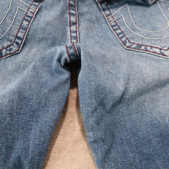 True Religion Jeans Mens 40x34 Blue Rocco Relaxed Skinny Whiskered Stretch - Picture 5 of 16